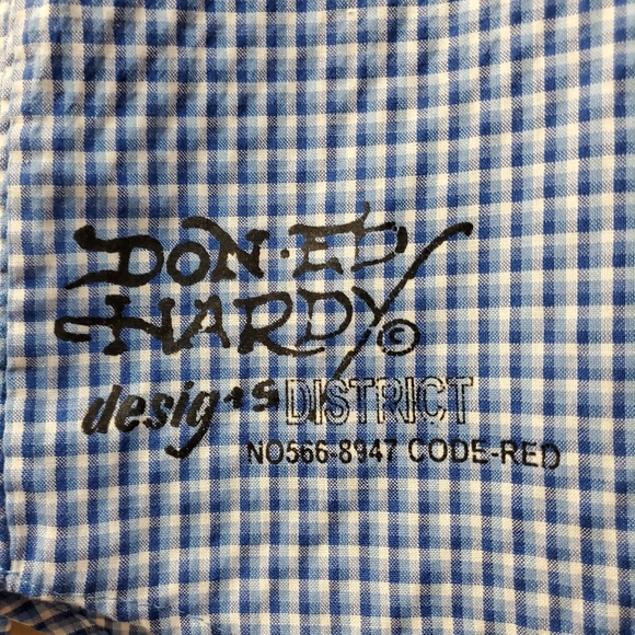 Ed Hardy - Men's Western Style Plaid Shirt - Read for Sizing - Picture 4 of 7